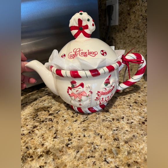 Blue Sky Clayworks Other - Blue Sky Clayworks Christmas Candy Cane Lane Teapot